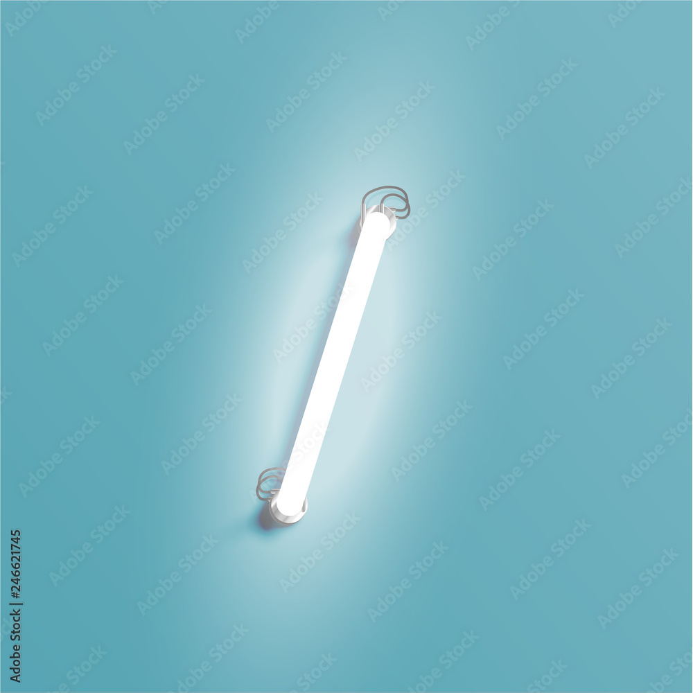 Realistic neon character from a font set, vector illustration Realistic neon character from a font set, vector illustration