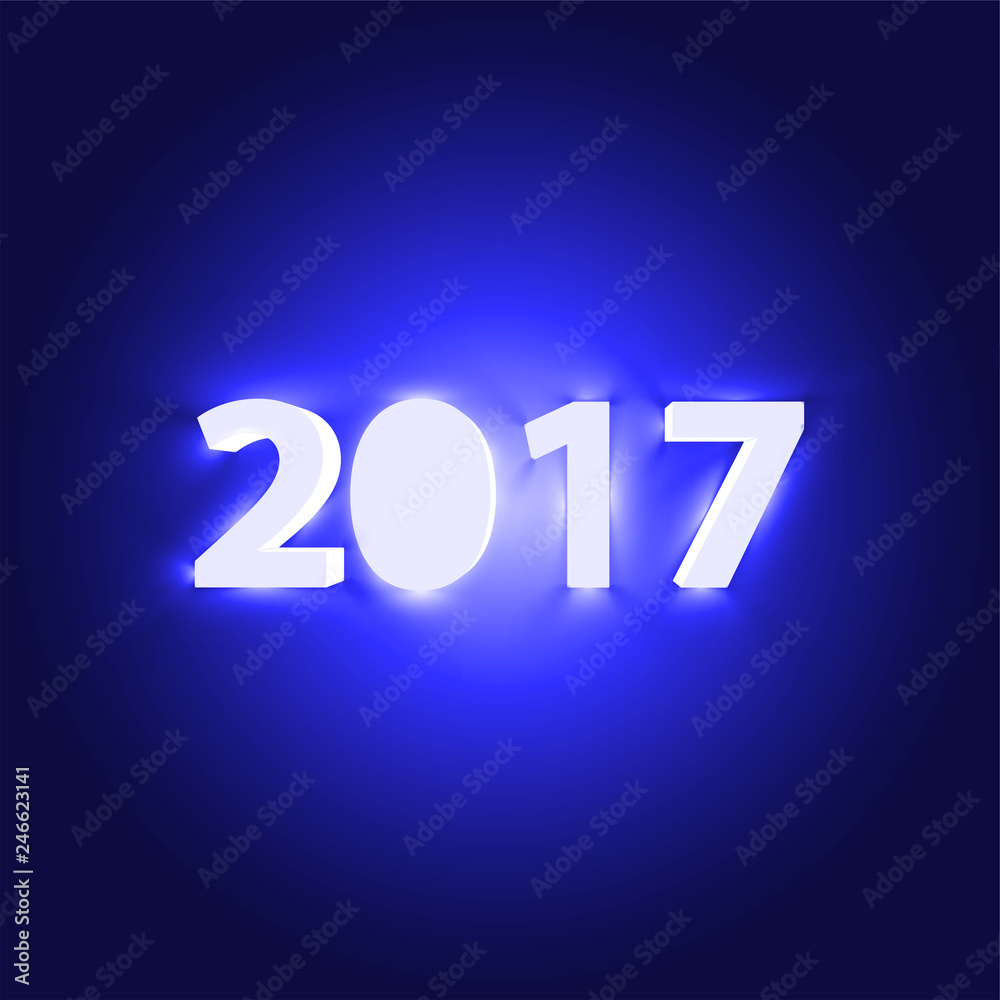 Neon 2017 shining sign, vector illustration Neon 2017 shining sign, vector illustration