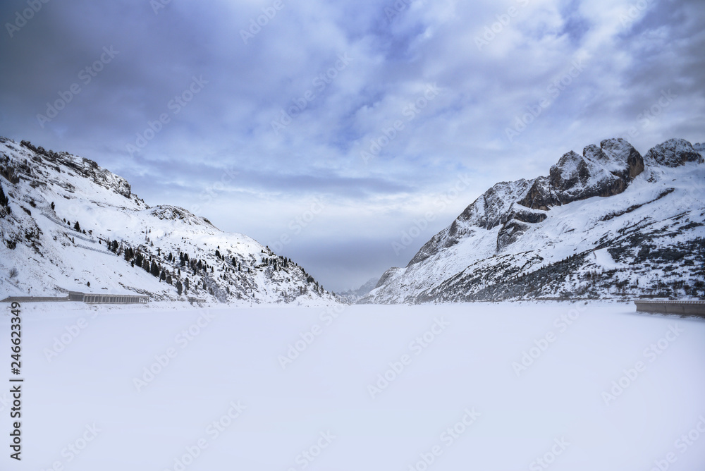 Winter landscape of the Dolomites mountains in Italy. Winter landscape of the Dolomites mountains in Italy.