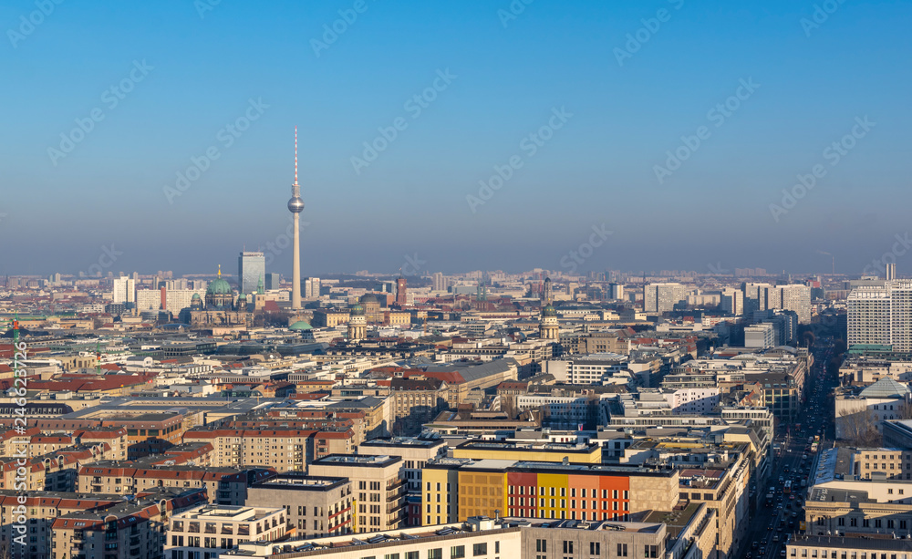 Cityscape of Berlin with dominating it TV Tower and Cathedral