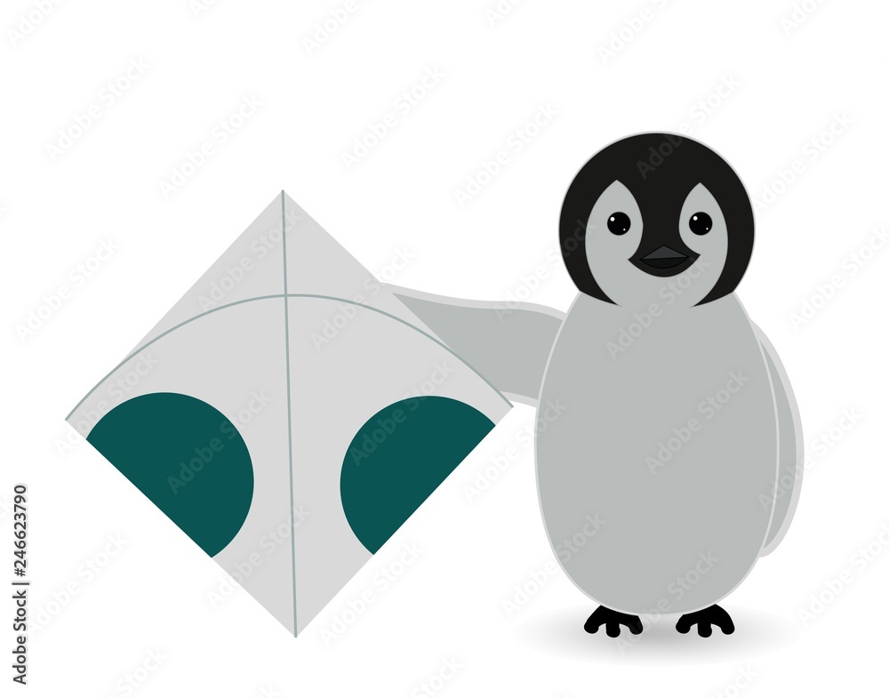 Obraz premium penguin playing with kite