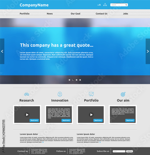 Modern website template for business, vector illustration