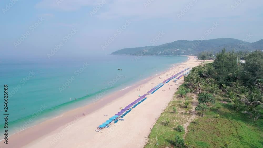 Aerial view Drone flying shot over tropical sea beautiful beach in phuket thailand Aerial view Drone flying shot over tropical sea beautiful beach in phuket thailand
