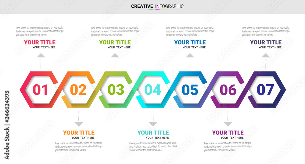 nfographic design template with numbers 7 option for Presentation infographic. 