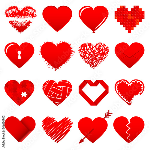 Set 16 Red Hearts Icons