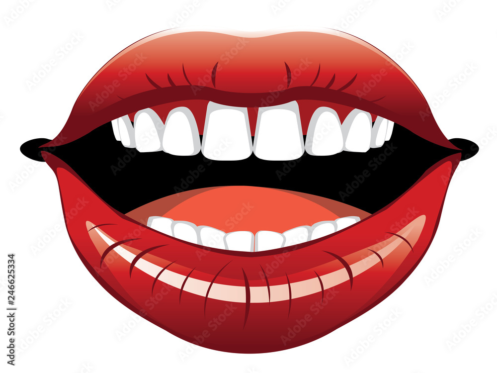 Female lips with teeth Female lips with teeth