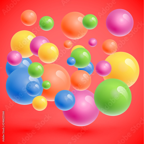 Fototapeta Naklejka Na Ścianę i Meble -  Colorful spheres floating, realistic vector illustration