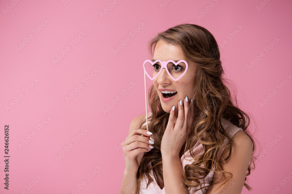 In love woman seeing through rose coloured glasses In love woman seeing through rose coloured glasses