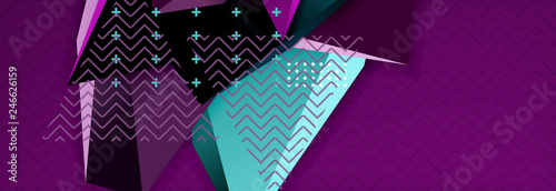 3d triangular shapes geometric background. Origami style pattern with triange shapes for decorative design. Poster design. Line design. Modern presentation template