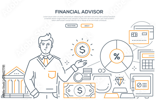 Financial advisor - modern line design style web banner