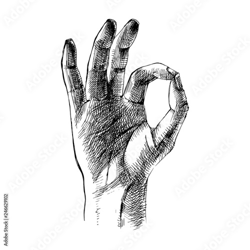 Hand drawn Ok hand gesture