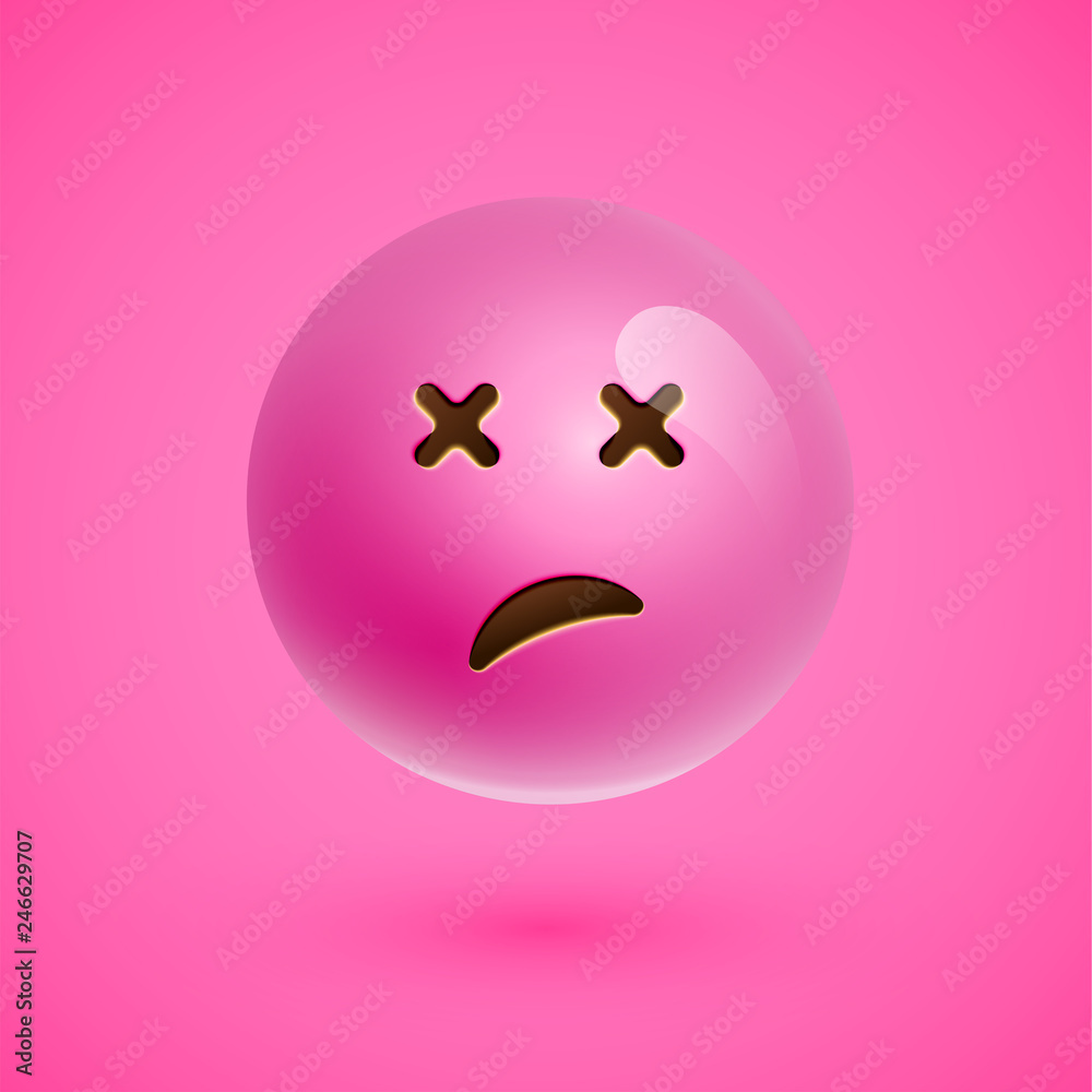 Pink realistic emoticon smiley face, vector illustration Pink realistic emoticon smiley face, vector illustration
