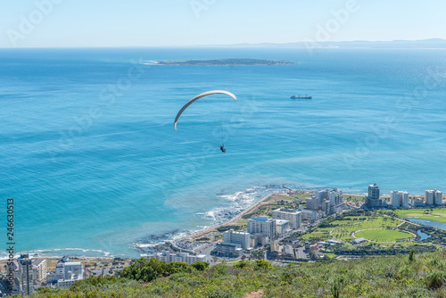 Tandem paraglider after launch from Signal Hill photo