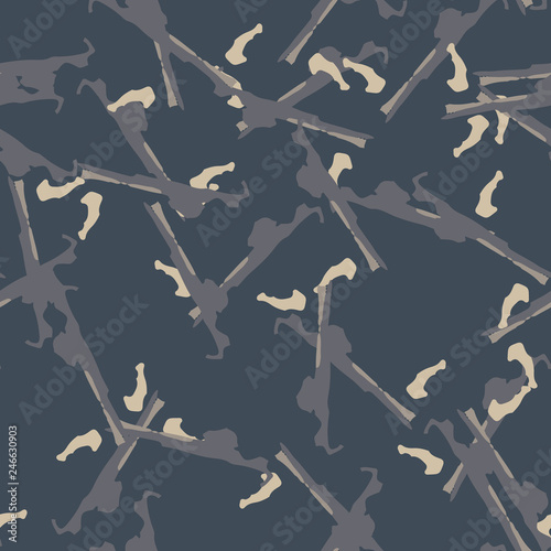 Urban camouflage of various shades of beige and blue colors