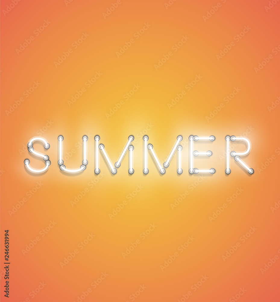 'SUMMER' - Realistic neon sign, vector illustration