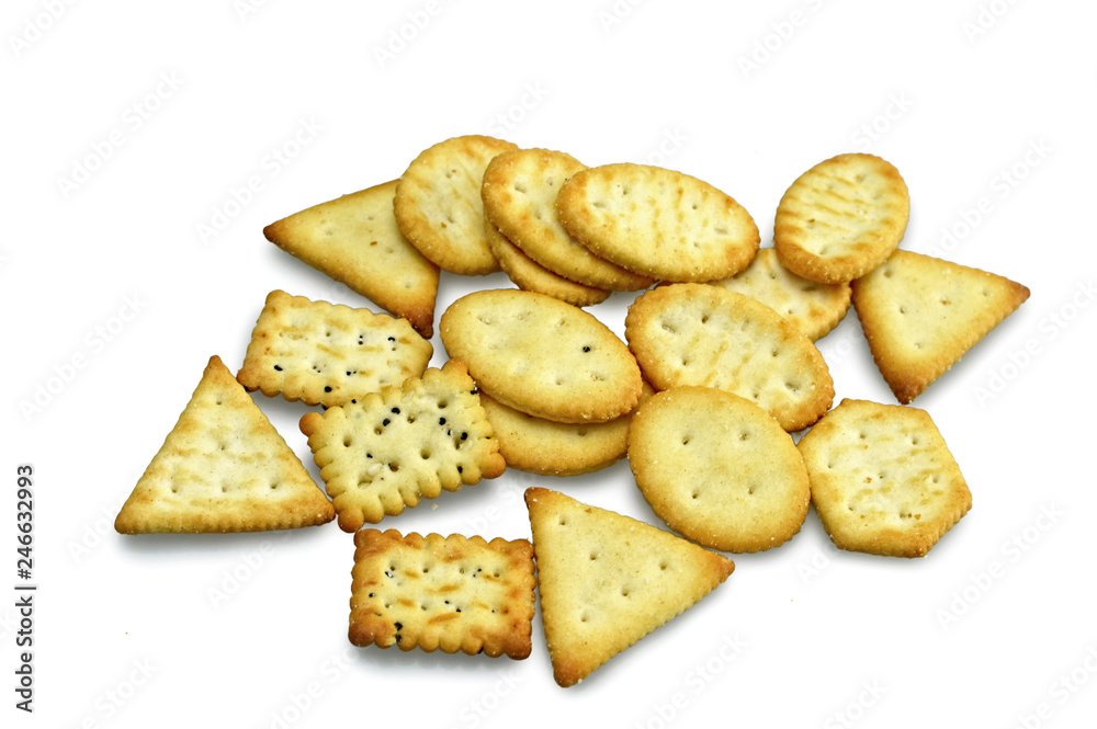 Mini crackers isolated on white background Mini crackers isolated on white background