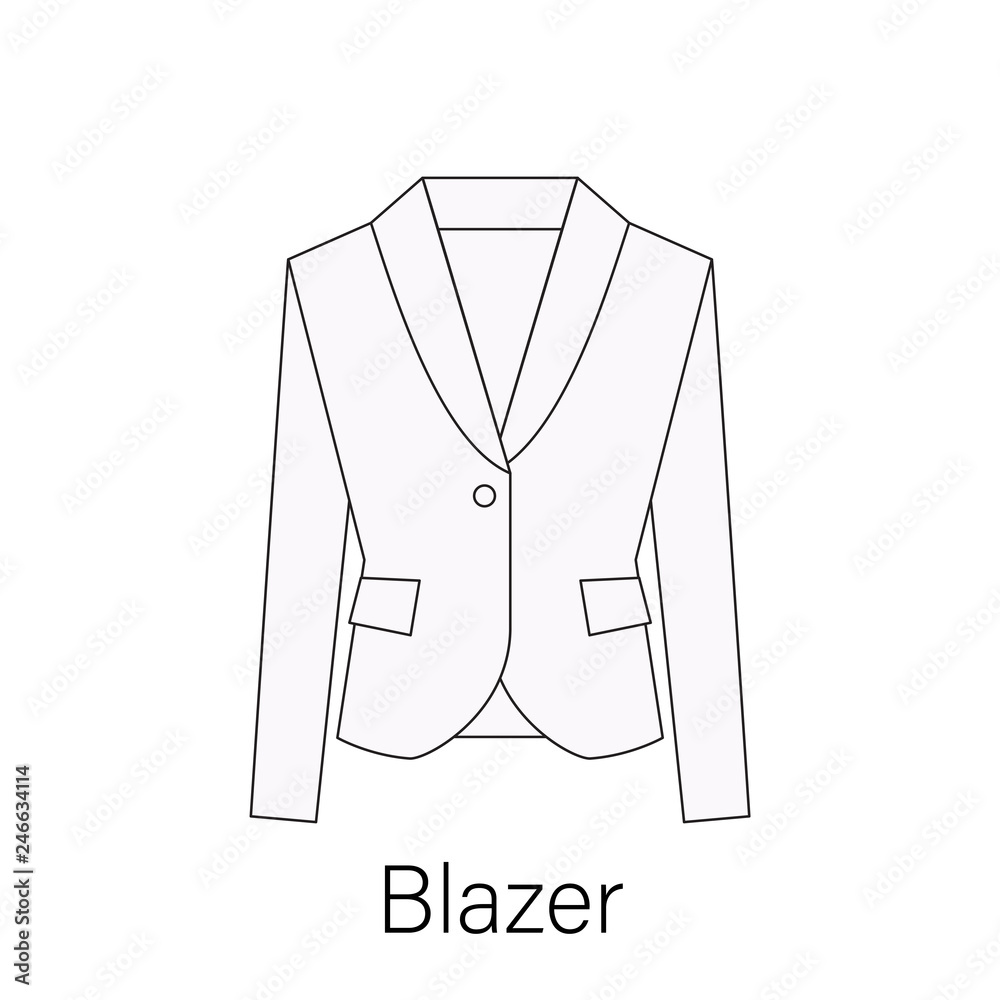 Men blazer or jacket or suit symbol simple flat vector icon in line