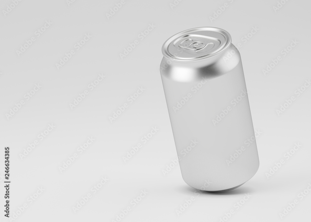 Template aluminum soda can on gray background, mockup, can for beer and carbonated drinks. 3D rendering, 3d illustration. Template aluminum soda can on gray background, mockup, can for beer and carbonated drinks. 3D rendering, 3d illustration.