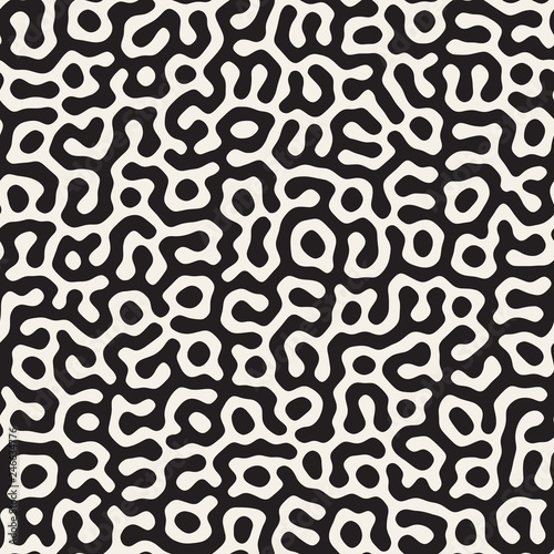 Vector seamless pattern. Monochrome organic shapes texture. Abstract rounded messy lines stylish background.