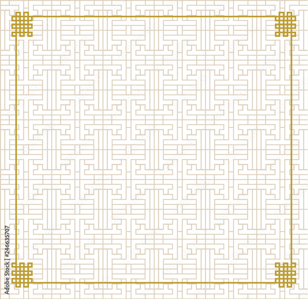 Vector Traditional Korean Background, Geometric Ornament and Golden ...