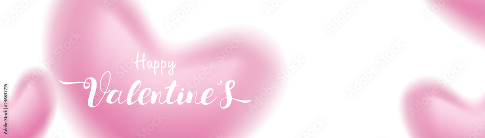 Valentine day 3D pink Romantic Hearts shape blurry flying and Floating on pastel background. symbols of love for Happy Women's, Mother's, Valentine's Day, birthday greeting card design banner