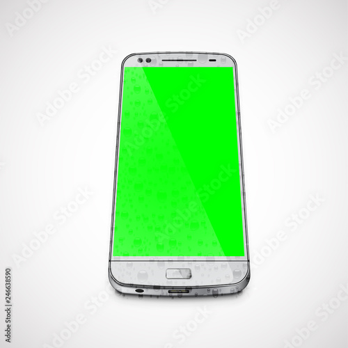 Realistic, high-detailed wet cellphone, vector illustration