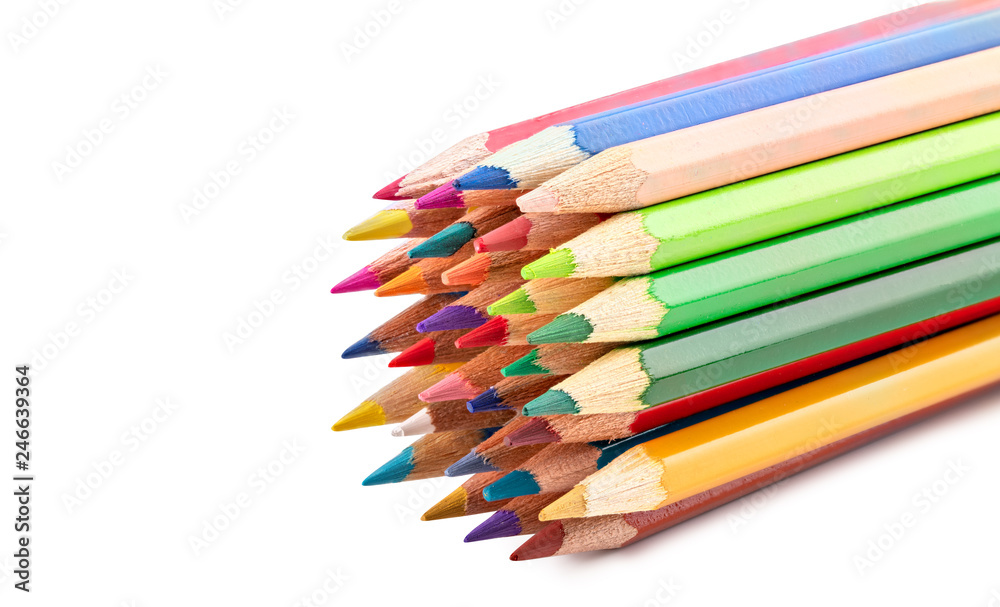 Colored pencils isolated on white backgroun