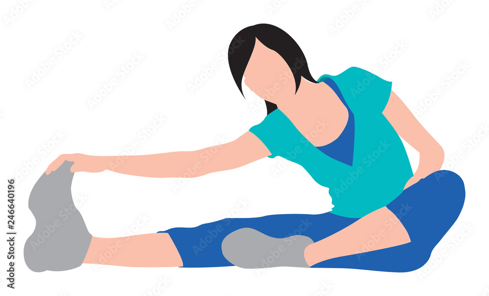 girl exercising and stretching illustration girl exercising and stretching illustration