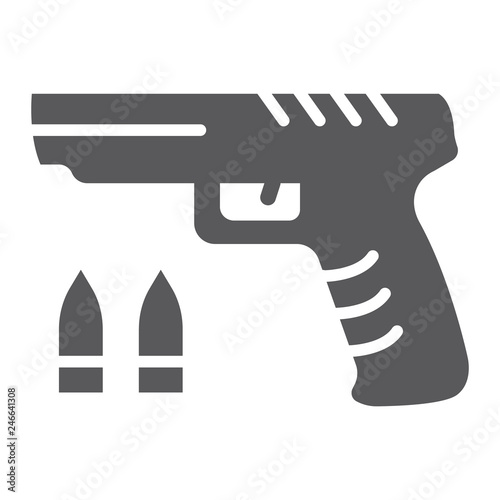 Shooter game glyph icon, game and play, gun sign, vector graphics, a solid pattern on a white background.