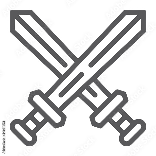 Fighting line icon, game and play, crossed swords sign, vector graphics, a linear pattern on a white background.