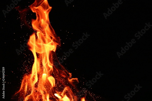 fire in fireplace