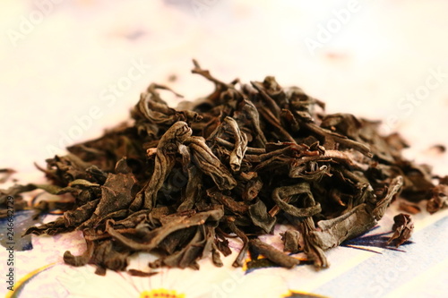 green tea leaves isolated on white background