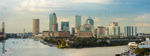  View of the downtown area of Tampa  Florida and port from the South. Logos have been removed.