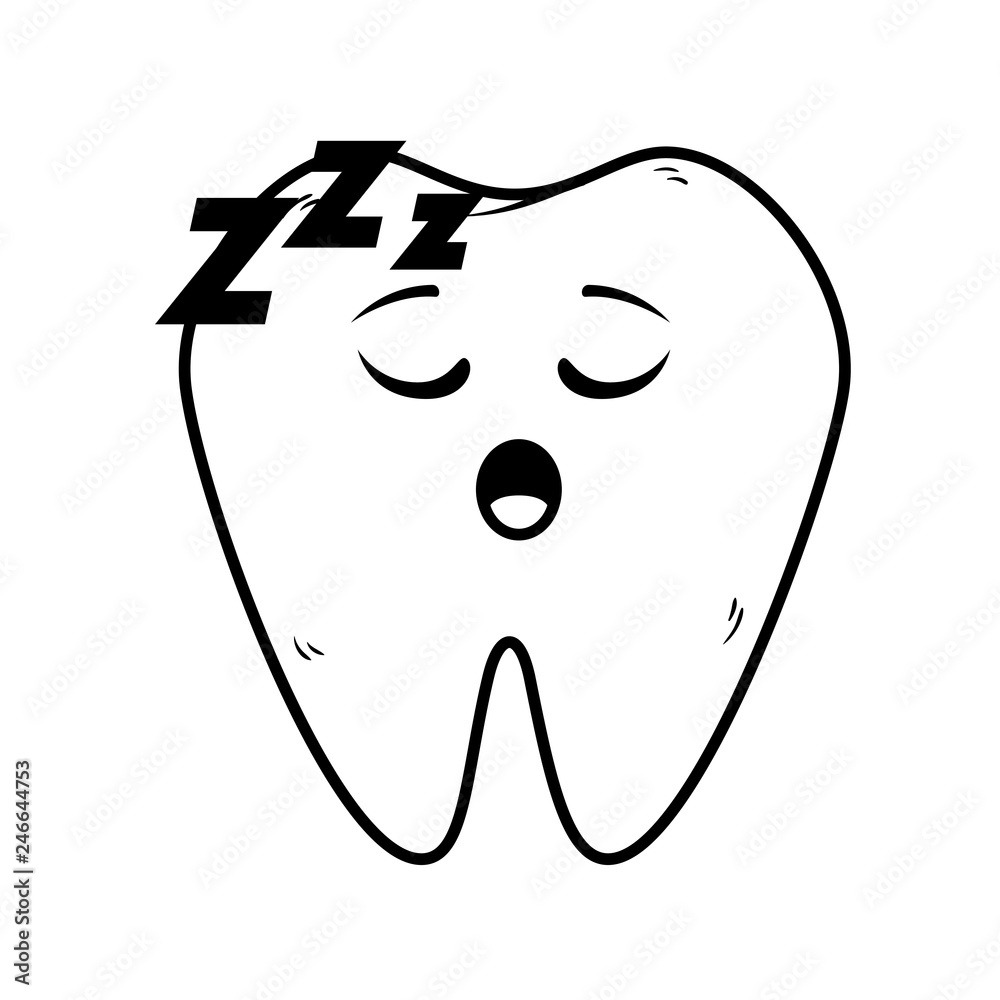 comic tooth asleep kawaii character