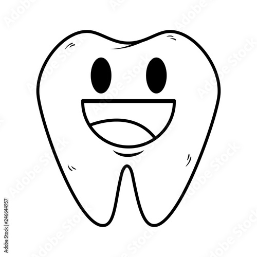 comic tooth happy kawaii character
