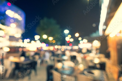 Abstract blur image of Street food in Night market with bokeh for background usage.