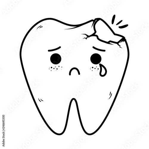 comic tooth sad kawaii character