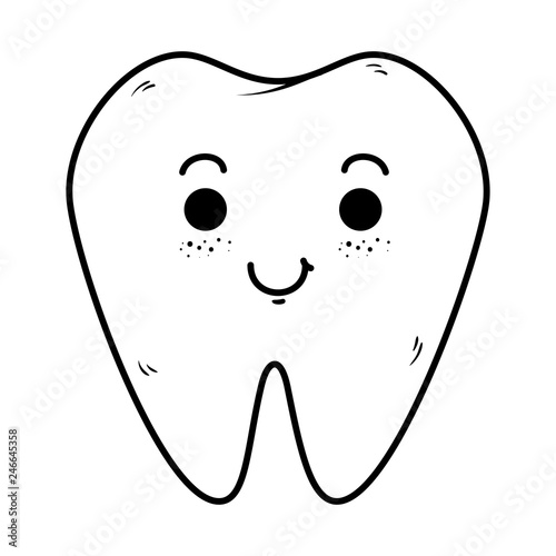 comic tooth happy kawaii character