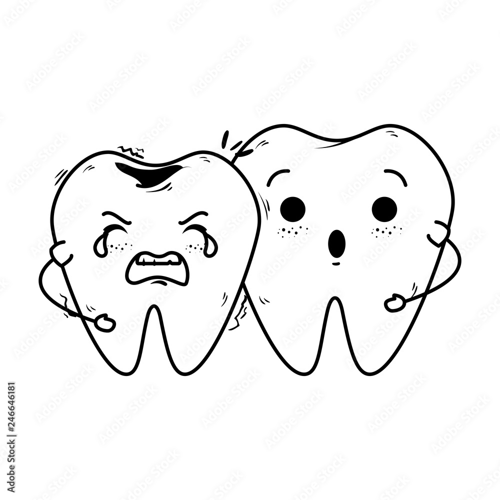 comic teeth break couple kawaii characters comic teeth break couple kawaii characters