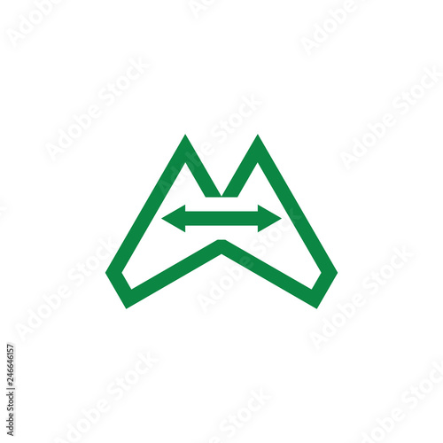 letter m mountain sign arrows logo vector