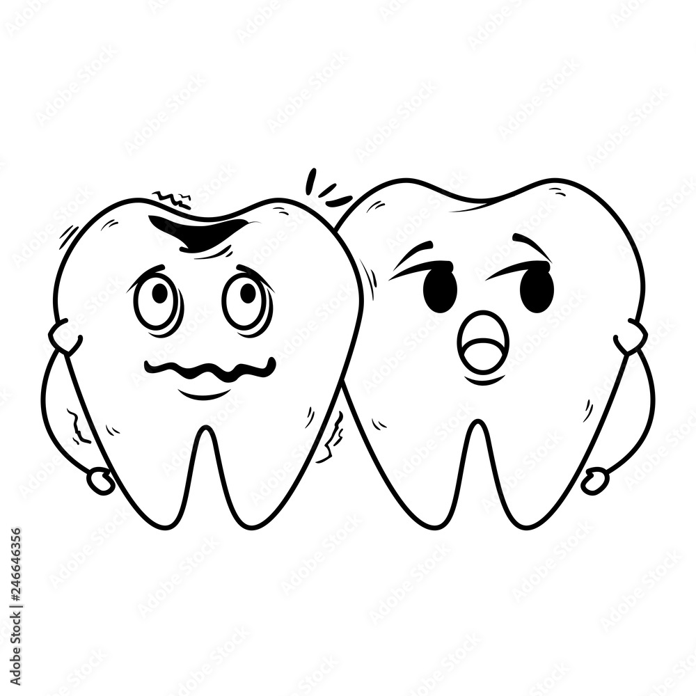 comic teeth couple kawaii characters comic teeth couple kawaii characters