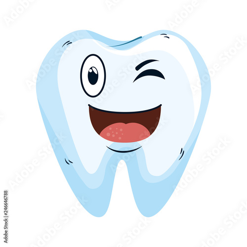 comic tooth happy kawaii character