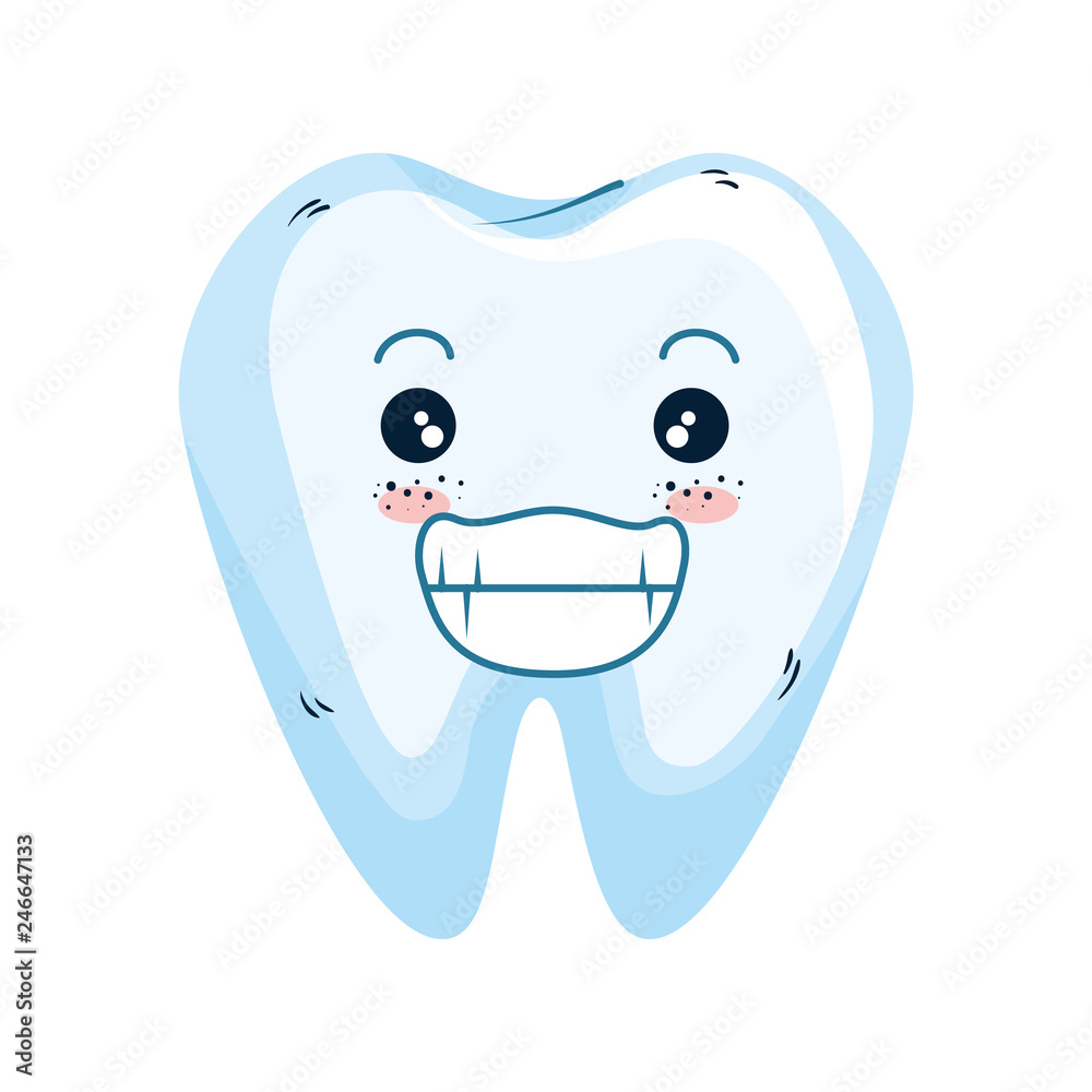 comic tooth happy kawaii character