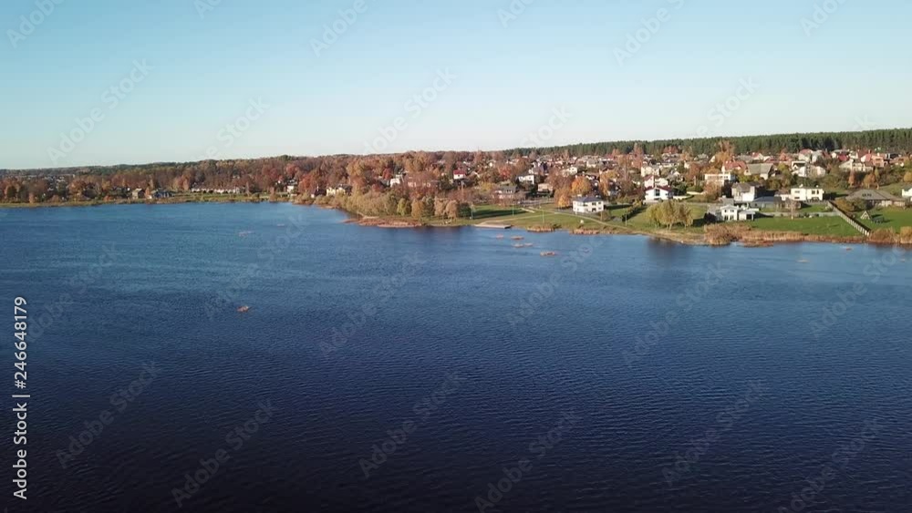 Ikskile Latvia Daugava river Saint Meinhard island Aerial drone top view Ikskile Latvia Daugava river Saint Meinhard island Aerial drone top view
