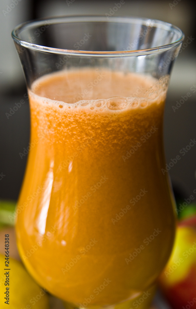 Homemade fruit juice in wine glass Homemade fruit juice in wine glass
