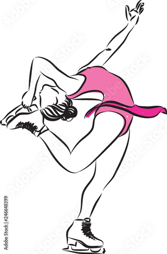woman ice skater figure illustration