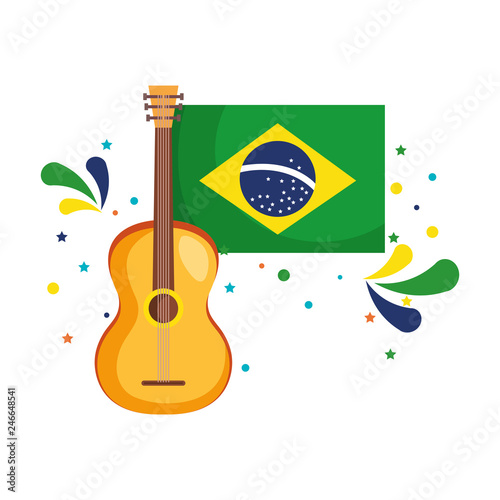 brazilian flag with guitar
