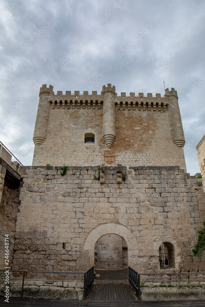 Main tower of Peñafiel castle , Spain