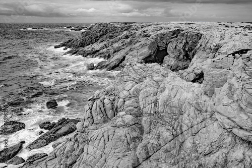 france; brittany; Quiberon : cliffs and waves