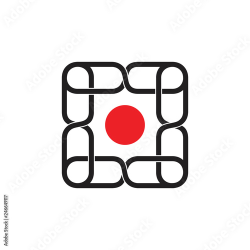 linked chain square japan flag logo